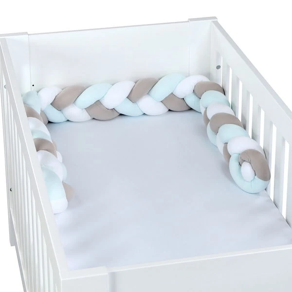 Babybay Nestchenschlange Geflochten Für Kinderbetten Weiß/beige/aqua 6 Babybay Nestchenschlange Geflochten Für Kinderbetten Weiß/beige/aqua – Bild 4