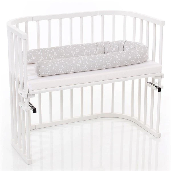 Babybay Nestchenschlange Piqué Perlgrau, Mit Sternen Weiß 4 Babybay Nestchenschlange Piqué Perlgrau, Mit Sternen Weiß – Bild 2