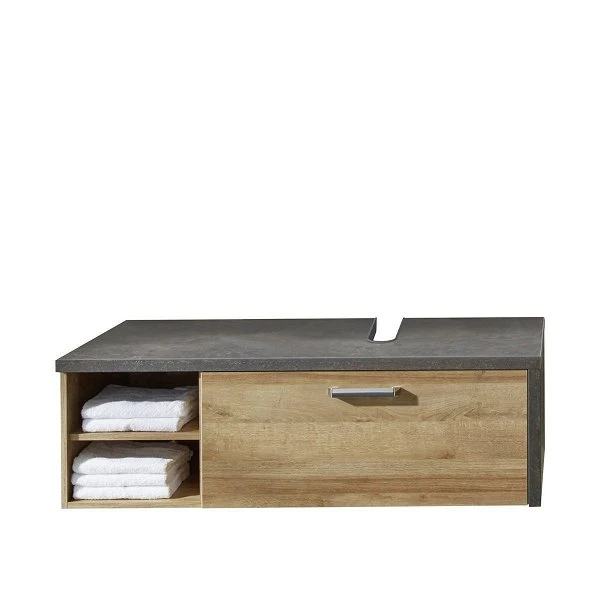 Trendteam Bay Waschbeckenunterschrank Eiche Riviera / Beton 3 Trendteam Bay Waschbeckenunterschrank Eiche Riviera / Beton