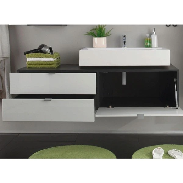 Trendteam Beach Hänge-Waschbeckenunterschrank 140x35x53 Cm Grau/weiß Zum Toppreis 4 Trendteam Beach Hänge-Waschbeckenunterschrank 140x35x53 Cm Grau/weiß Zum Toppreis – Bild 2