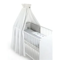 Schardt Stern Grau Bettset 4- Teilig Mit Bettwäsche, Himmel Und Nestchen