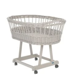 Alvi Birthe Stubenwagen Silbergrau Aktionspreis Vollmassiv Und Lackiert - Zubehör Wählbar