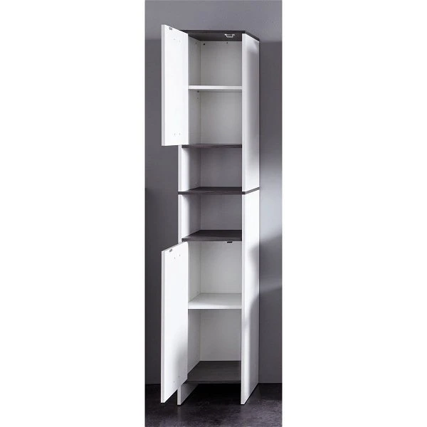 Trendteam San Diego Hochschrank 32x180x28 Cm Weiß / Rauchsilber 4 Trendteam San Diego Hochschrank 32x180x28 Cm Weiß / Rauchsilber – Bild 2