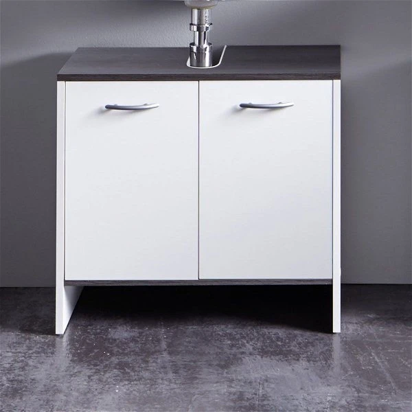 Trendteam San Diego Waschbeckenunterschrank Weiß / Rauchsilber | 2-türig 3 Trendteam San Diego Waschbeckenunterschrank Weiß / Rauchsilber | 2-türig