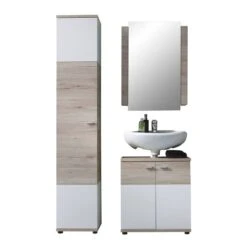 Trendteam Campus Badmöbel 3-teilig Eiche San Remo Hell / Weiß