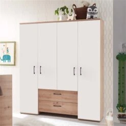 Mäusbacher Cindy Kleiderschrank 4-türig Asteiche/weiß Matt
