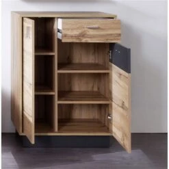 Trendteam Coast Garderoben-Set 2-teilig Spiegel Wotan Eiche / Grau Melamin -Kinder Geschäft coast gd 1747 867 83 frontal geoeffnet 3