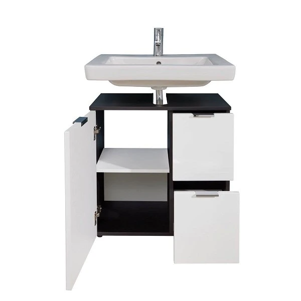 Trendteam Concept One Waschbeckenunterschrank 1-türig | Graphit Grau | Weiß Hochglanz 4 Trendteam Concept One Waschbeckenunterschrank 1-türig | Graphit Grau | Weiß Hochglanz – Bild 2