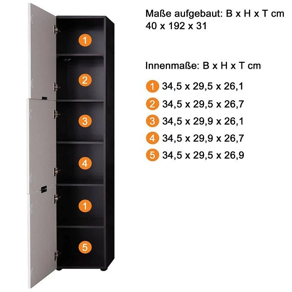Trendteam Concept One Hochschrank Graphit Grau 4 Trendteam Concept One Hochschrank Graphit Grau – Bild 2