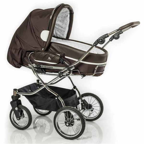 HESBA Condor Coupe Kinderwagen Außen 888 Innen 700 Teilleder Schwenkbare Vorderräder, Ledergriff Dunkelbraun 3 HESBA Condor Coupe Kinderwagen Außen 888 Innen 700 Teilleder Schwenkbare Vorderräder, Ledergriff Dunkelbraun