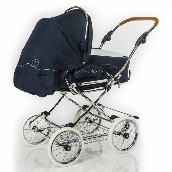 HESBA Condor Coupe Kinderwagen Außen 503 Innen 173 Räder Weiß 25 Cm, Ledergriff Hellbraun 4 HESBA Condor Coupe Kinderwagen Außen 503 Innen 173 Räder Weiß 25 Cm, Ledergriff Hellbraun – Bild 2