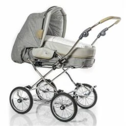 HESBA Condor Coupe Kinderwagen Außen 793 Innen 200 Teilleder Räder Schwarz 25 Cm, Ledergriff Greige