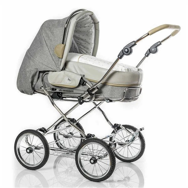 HESBA Condor Coupe Kinderwagen Außen 793 Innen 200 Teilleder Räder Schwarz 25 Cm, Ledergriff Greige 3 HESBA Condor Coupe Kinderwagen Außen 793 Innen 200 Teilleder Räder Schwarz 25 Cm, Ledergriff Greige