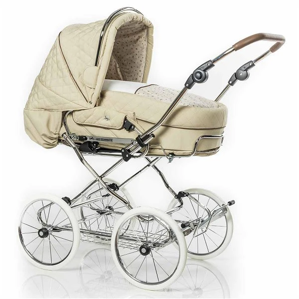 HESBA Condor Coupe Kinderwagen Außen 298 Innen 718 Räder Weiß 30 Cm, Ledergriff Braun 3 HESBA Condor Coupe Kinderwagen Außen 298 Innen 718 Räder Weiß 30 Cm, Ledergriff Braun