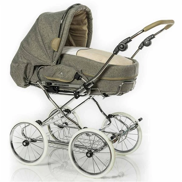 HESBA Condor Coupe Kinderwagen Außen 728 Innen 230 Teilleder Räder Weiß 30 Cm, Ledergriff Greige 3 HESBA Condor Coupe Kinderwagen Außen 728 Innen 230 Teilleder Räder Weiß 30 Cm, Ledergriff Greige