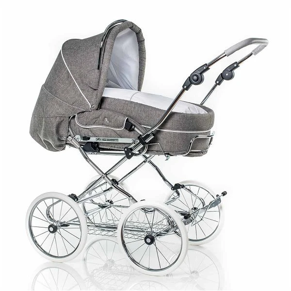 HESBA Condor Coupe Kinderwagen Außen 767 Innen 109 Räder Weiß 30 Cm, Ledergriff Grau 3 HESBA Condor Coupe Kinderwagen Außen 767 Innen 109 Räder Weiß 30 Cm, Ledergriff Grau