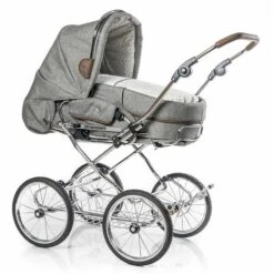 HESBA Condor Coupe Kinderwagen Außen 796 Innen 718 Teilleder Räder Schwarz 30 Cm, Ledergriff Braun