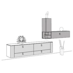 Hülsta Gentis Wohnwand 5 - Akzent Naturstamm - Breite 369,6 Cm -Kinder Geschäft gentis 5 strich