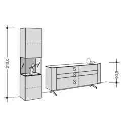 Hülsta Gentis Wohn-Kombi 7 - Akzent Naturstamm Inkl. LED-Beleuchtung Vitrine -Kinder Geschäft gentis 7 strich
