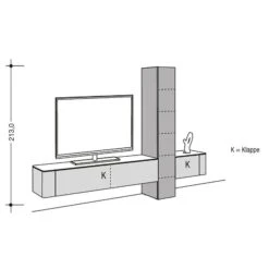 Hülsta Gentis Wohnwand 1 - Akzent Leder - Breite 299,2 Cm