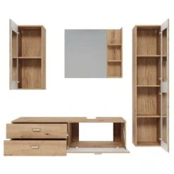 Trendteam Geo Badmöbel Inkl. Waschbecken 5-teilig Artisan Eiche 5 Trendteam Geo Badmöbel Inkl. Waschbecken 5-teilig Artisan Eiche -Kinder Geschäft geo bd 1751 903 92 frontal geoeffnet mit becken freisteller