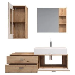 Trendteam Geo Badmöbel Inkl. Waschbecken 4-teilig Artisan Eiche 5 Trendteam Geo Badmöbel Inkl. Waschbecken 4-teilig Artisan Eiche -Kinder Geschäft geo bd 1751 907 92 frontal geoeffnet freisteller