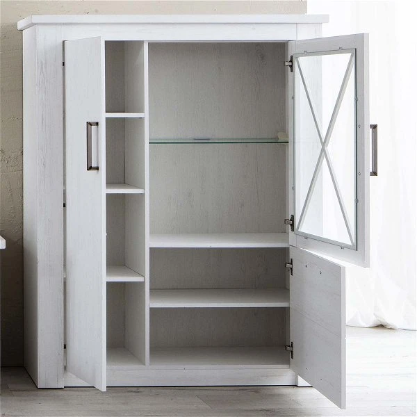 Trendteam Georgia Vitrine Halbhoch Pinie Weiß 4 Trendteam Georgia Vitrine Halbhoch Pinie Weiß – Bild 2