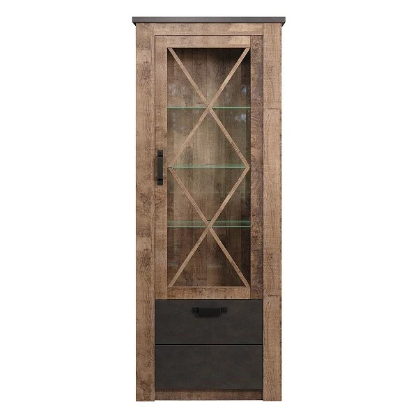 Trendteam Georgia Standvitrine Tabak Eiche/Matera 3 Trendteam Georgia Standvitrine Tabak Eiche/Matera