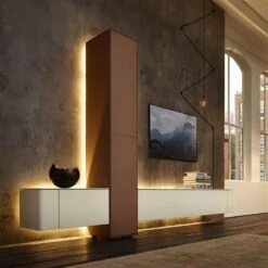 Hülsta Gentis Wohnwand 1 - Akzent Leder - Breite 299,2 Cm -Kinder Geschäft huelsta gentis leder 1