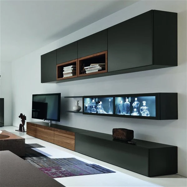 Hülsta Neo Wohnwand Groß 3 Elemente Lack Grau 3 Hülsta Neo Wohnwand Groß 3 Elemente Lack Grau