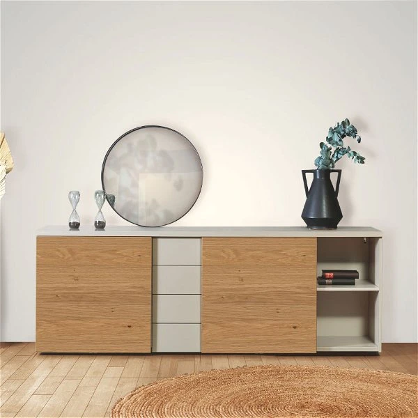 Now! Time By Hülsta Sideboard Mit Schiebetüren Natureiche/Lack-seidengrau 5 Now! Time By Hülsta Sideboard Mit Schiebetüren Natureiche/Lack-seidengrau – Bild 3