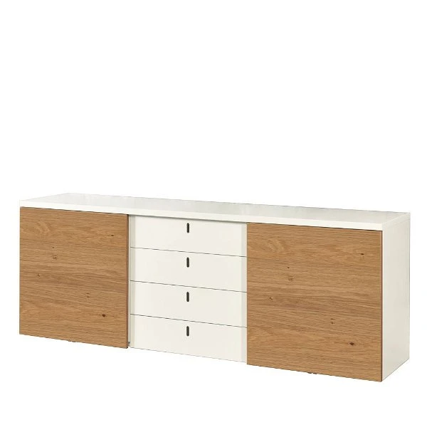 Now! Time By Hülsta Sideboard Mit Schiebetüren Natureiche/Lack-weiß 5 Now! Time By Hülsta Sideboard Mit Schiebetüren Natureiche/Lack-weiß – Bild 3