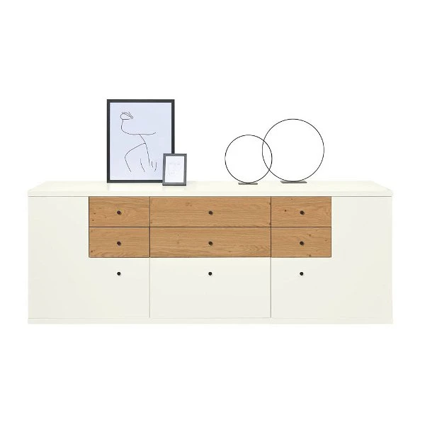 Now! Time By Hülsta Sideboard Mit Winkeltüren Natureiche/Lack-weiß 4 Now! Time By Hülsta Sideboard Mit Winkeltüren Natureiche/Lack-weiß – Bild 2
