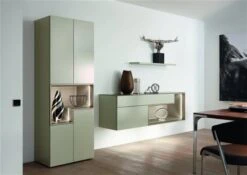 Hülsta Tetrim Wohnwand 3-teilig Lack Seidengrau