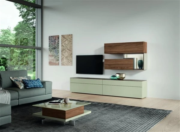 Hülsta Tetrim Wohnwand 2-teilig Lack Seidengrau 4 Hülsta Tetrim Wohnwand 2-teilig Lack Seidengrau – Bild 2