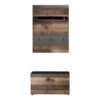 Trendteam Indy Garderoben-Set 2-teilig Old Wood / Graphit Grau | Paneel, Sitzbank -Kinder Geschäft indy gd 1879 920 23 frontal freisteller