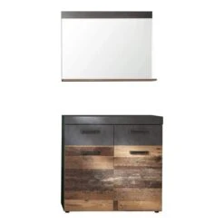 Trendteam Indy Garderoben-Set 2-teilig Old Wood / Graphit Grau | Spiegel, Schuhschrank