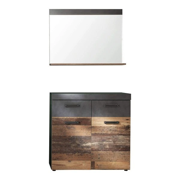 Trendteam Indy Garderoben-Set 2-teilig Old Wood / Graphit Grau | Spiegel, Schuhschrank 3 Trendteam Indy Garderoben-Set 2-teilig Old Wood / Graphit Grau | Spiegel, Schuhschrank