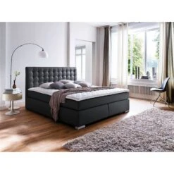 Meise Isa Boxspringbett 160 X 200 Cm Schwarz Kunstleder - Inklusive Lieferung