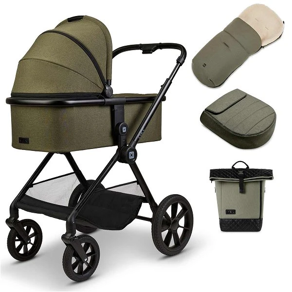 Moon Clicc Kombi-Kinderwagen Moss Green Melange Zubehör Bundle 3 Moon Clicc Kombi-Kinderwagen Moss Green Melange Zubehör Bundle
