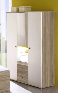 Ticaa Vicky Jugendzimmer 4-teilig Sonoma-Weiß Mit 3-türigem Kleiderschrank 10 Ticaa Vicky Jugendzimmer 4-teilig Sonoma-Weiß Mit 3-türigem Kleiderschrank -Kinder Geschäft kleiderschrank normal 1