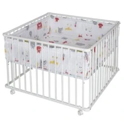 Schardt Laufgitter Basic Buche Massiv Weiß 100 X 100 Cm, Mit Laufrollen, Folie Monster