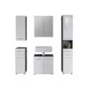 Trendteam Line Badmöbel-Set 5-teilig Weiß Hochglanz / Sardegna Rauchsilber -Kinder Geschäft line bd 1898 905 03 frontal freisteller