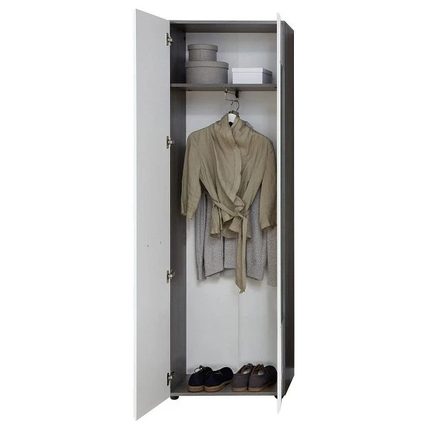 Trendteam Line Garderobenschrank Weiß Hochglanz / Sardegna Rauchsilber 4 Trendteam Line Garderobenschrank Weiß Hochglanz / Sardegna Rauchsilber – Bild 2