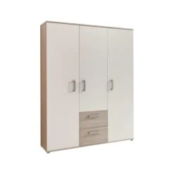 Arthur Berndt Lotti Kleiderschrank 3-türig Weiß Mit Ulme Silbergrau Dekor