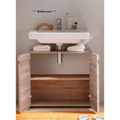 Trendteam Malea Waschbeckenunterschrank Eiche San Remo Hell -Kinder Geschäft malea bd 1324 301 90 frontal geoeffnet