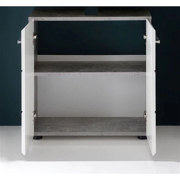 Trendteam Nano Badmöbel-Set 5-teilig Beleuchtet Weiß Hochglanz / Beton Stone 6 Trendteam Nano Badmöbel-Set 5-teilig Beleuchtet Weiß Hochglanz / Beton Stone – Bild 4