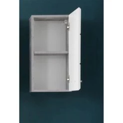 Trendteam Nano Badmöbel-Set 5-teilig Beleuchtet Weiß Hochglanz / Beton Stone 12 Trendteam Nano Badmöbel-Set 5-teilig Beleuchtet Weiß Hochglanz / Beton Stone -Kinder Geschäft nano bd 1846 501 35 frontal geoeffnet 2