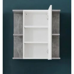 Trendteam Nano Badmöbel-Set 5-teilig Beleuchtet Weiß Hochglanz / Beton Stone 10 Trendteam Nano Badmöbel-Set 5-teilig Beleuchtet Weiß Hochglanz / Beton Stone -Kinder Geschäft nano bd 1846 506 34 frontal geoeffnet 3