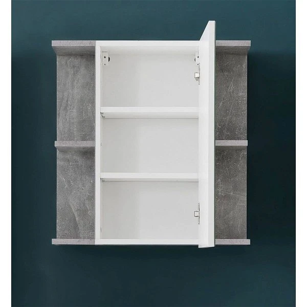 Trendteam Nano Badmöbel-Set 5-teilig Beleuchtet Weiß Hochglanz / Beton Stone 5 Trendteam Nano Badmöbel-Set 5-teilig Beleuchtet Weiß Hochglanz / Beton Stone – Bild 3